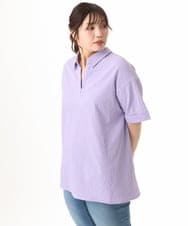 OLBHD42089 eur3(エウルキューブ) 【WEB先行販売】【大きいサイズ】ぽこぽこチュニックブラウス ラベンダー（WEB限定カラー）