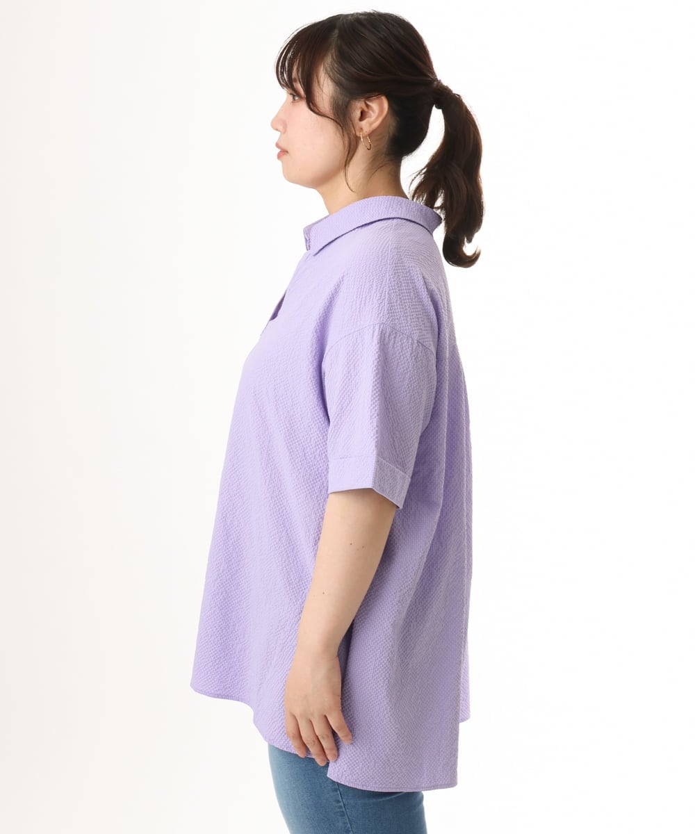 OLBHD42089 eur3(エウルキューブ) 【WEB先行販売】【大きいサイズ】ぽこぽこチュニックブラウス ラベンダー（WEB限定カラー）