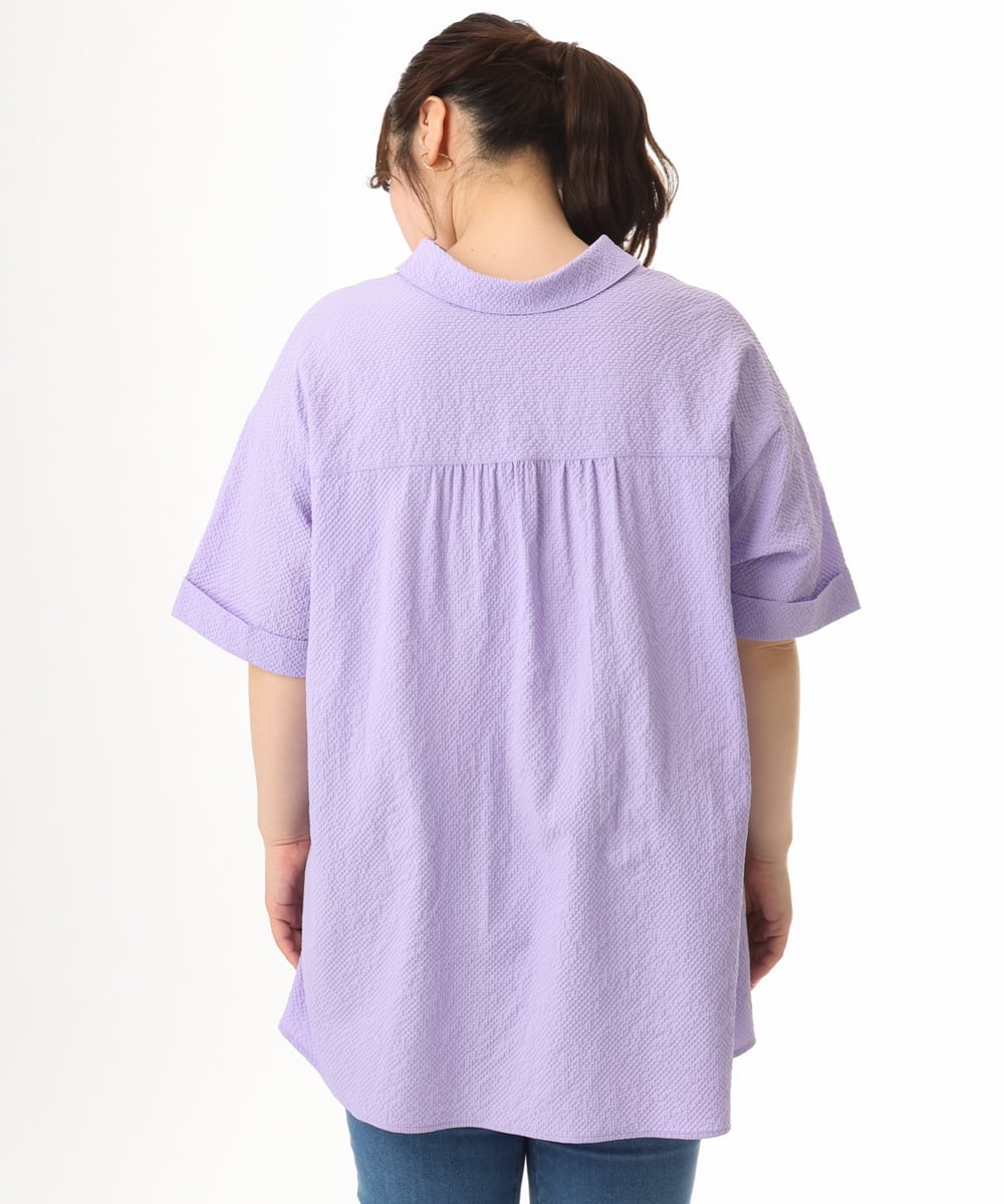 OLBHD42089 eur3(エウルキューブ) 【WEB先行販売】【大きいサイズ】ぽこぽこチュニックブラウス ラベンダー（WEB限定カラー）