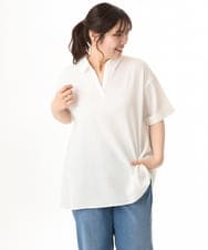 OLBHD42089 eur3(エウルキューブ) 【WEB先行販売】【大きいサイズ】ぽこぽこチュニックブラウス ホワイト