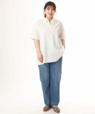 OLBHD42089 eur3(エウルキューブ) 【WEB先行販売】【大きいサイズ】ぽこぽこチュニックブラウス ホワイト