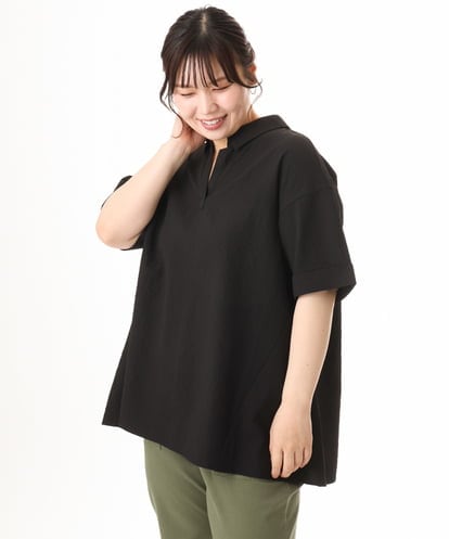 OLBHD42089 eur3 【WEB先行販売】【大きいサイズ】ぽこぽこチュニックブラウス