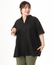 OLBHD42089 eur3(エウルキューブ) 【WEB先行販売】【大きいサイズ】ぽこぽこチュニックブラウス ブラック