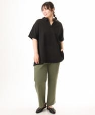 OLBHD42089 eur3(エウルキューブ) 【WEB先行販売】【大きいサイズ】ぽこぽこチュニックブラウス ブラック