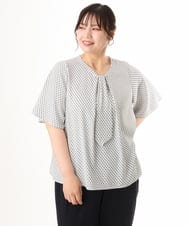 OLBHD43089 eur3(エウルキューブ) 【大きいサイズ/11号サイズあり】ボウタイ風ジョーゼットブラウス アイボリー