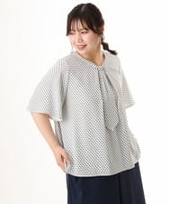 OLBHD43089 eur3(エウルキューブ) 【大きいサイズ/11号サイズあり】ボウタイ風ジョーゼットブラウス アイボリー