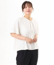 OLBHD43089 eur3(エウルキューブ) 【大きいサイズ/11号サイズあり】ボウタイ風ジョーゼットブラウス ホワイト