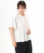 OLBHD43089 eur3(エウルキューブ) 【大きいサイズ/11号サイズあり】ボウタイ風ジョーゼットブラウス ホワイト