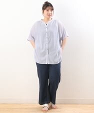OLBHS17070 eur3(エウルキューブ) 【大きいサイズ】シアーシャツアンサンブル ネイビー(57)