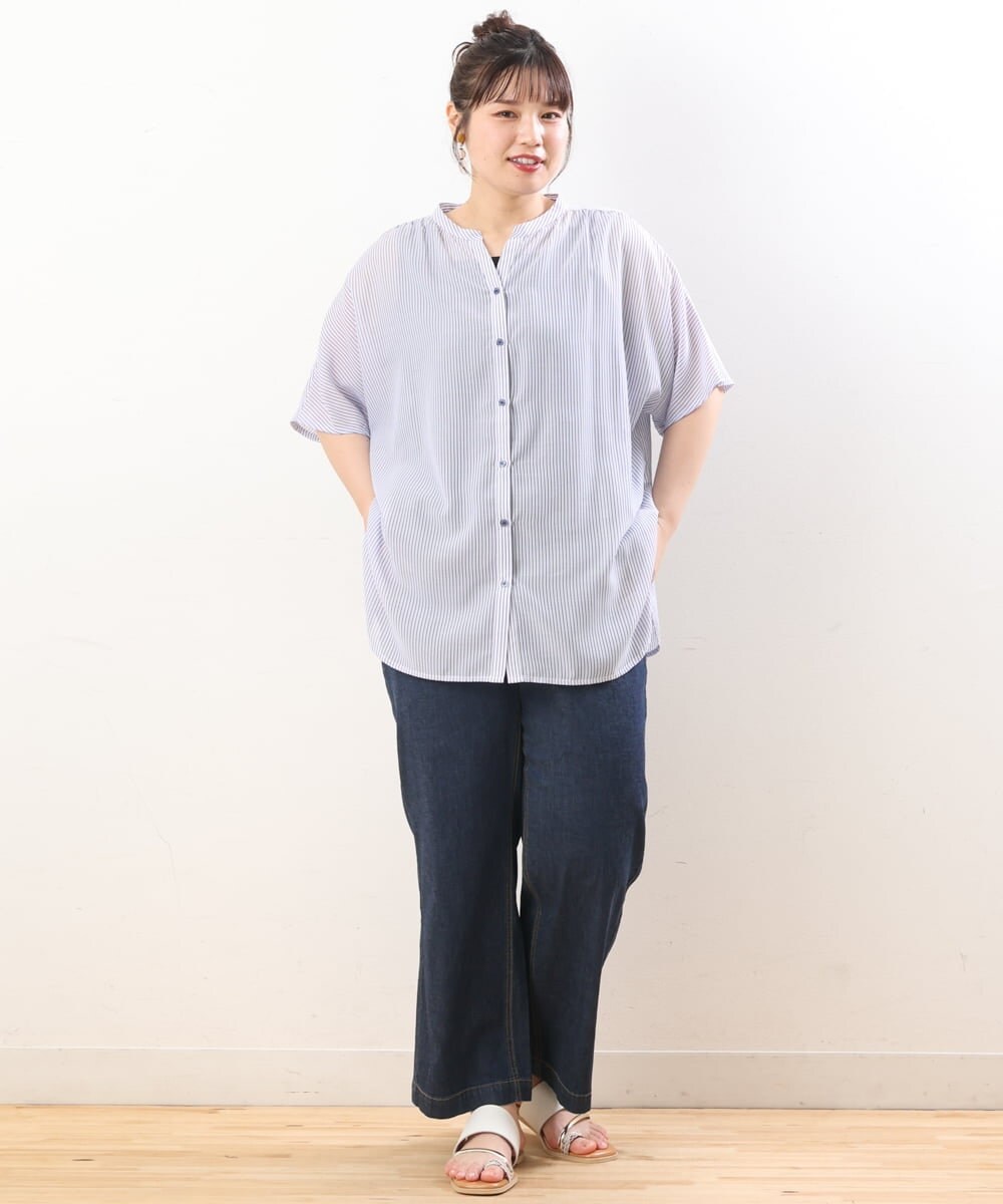 OLBHS17070 eur3(エウルキューブ) 【大きいサイズ】シアーシャツアンサンブル ネイビー(57)