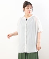 OLBHS17070 eur3(エウルキューブ) 【大きいサイズ】シアーシャツアンサンブル ライトグレー(91)