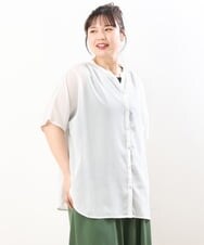 OLBHS17070 eur3(エウルキューブ) 【大きいサイズ】シアーシャツアンサンブル ライトグレー(91)