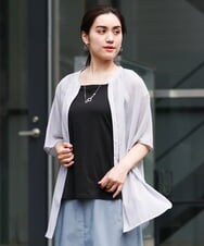 OLBHS17070 eur3(エウルキューブ) 【大きいサイズ】シアーシャツアンサンブル ブラック(94)