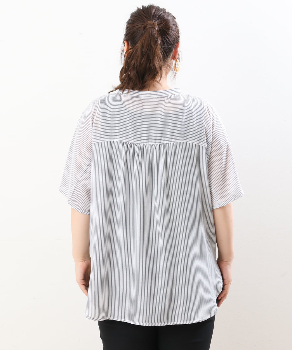 OLBHS17070 eur3(エウルキューブ) 【大きいサイズ】シアーシャツアンサンブル ブラック(94)