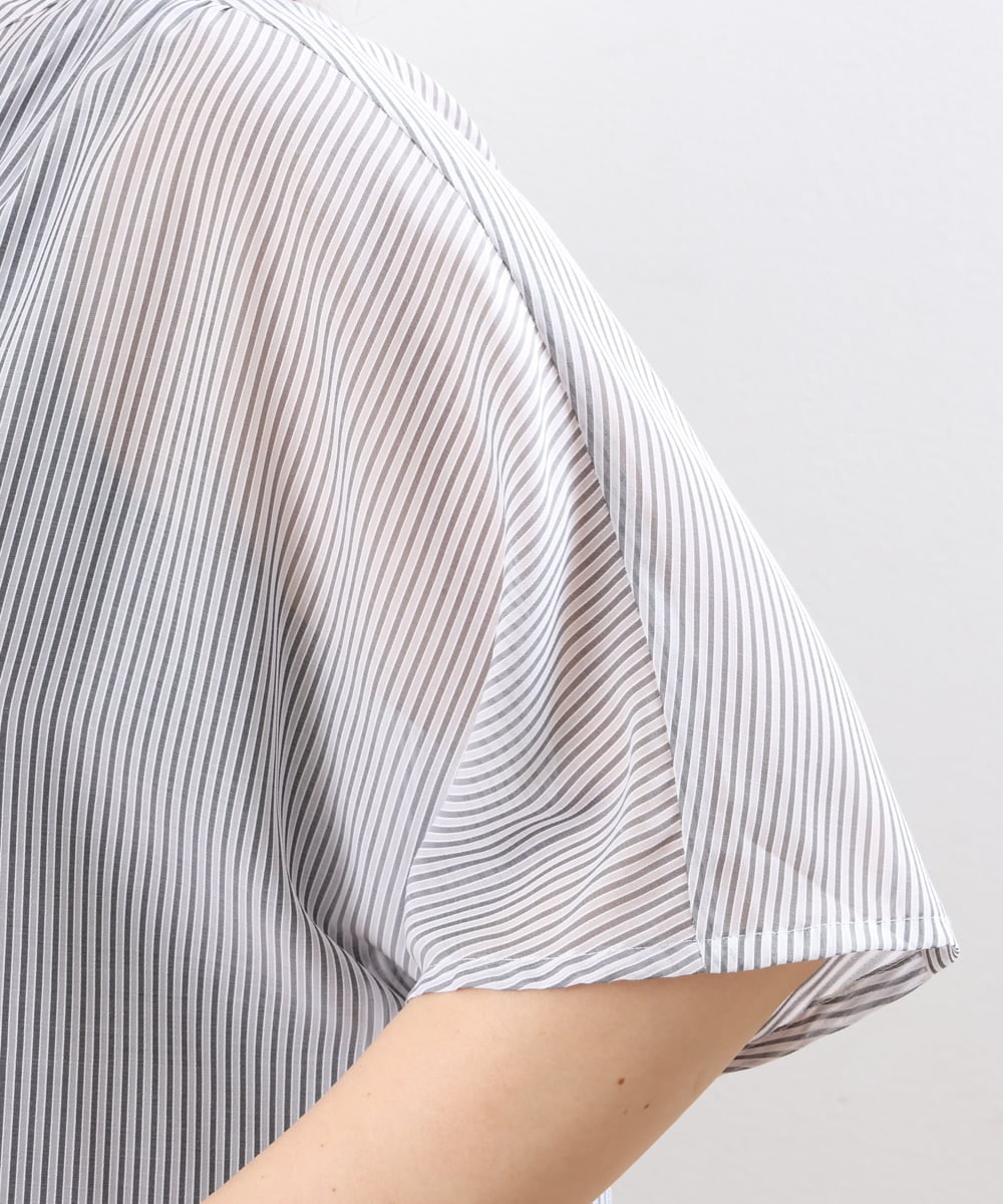 OLBHS17070 eur3(エウルキューブ) 【大きいサイズ】シアーシャツアンサンブル ブラック(94)