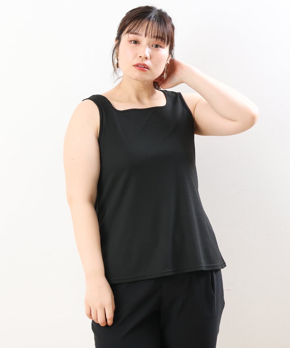 OLBHS17070 eur3(エウルキューブ) 【大きいサイズ】シアーシャツアンサンブル ブラック(94)