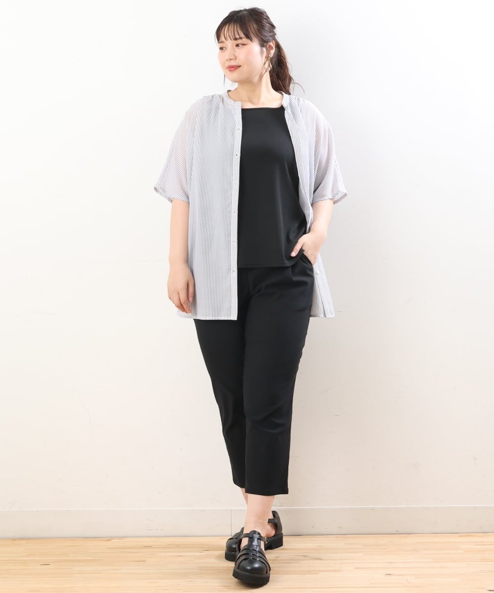 OLBHS17070 eur3(エウルキューブ) 【大きいサイズ】シアーシャツアンサンブル ブラック(94)