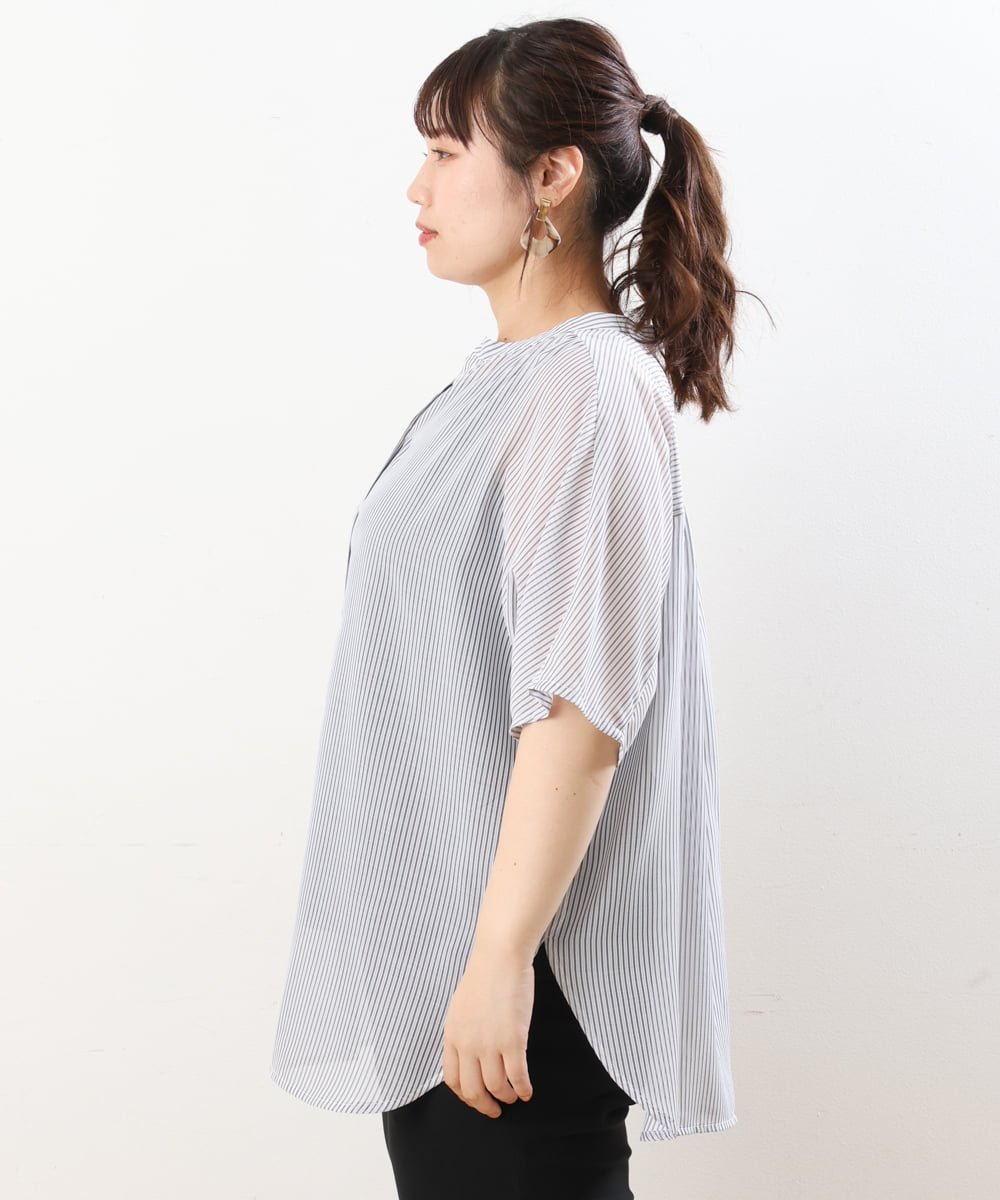OLBHS17070 eur3(エウルキューブ) 【大きいサイズ】シアーシャツアンサンブル ブラック(94)