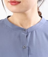 OLBHS31090 eur3(エウルキューブ) 【大きいサイズ】バンドカラープリーツシャツチュニック ブルー(55)