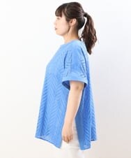 OLBHS32090 eur3(エウルキューブ) 【大きいサイズ】リーフ柄ポンチョ風レースブラウス ブルー(55)