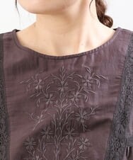OLBHS33120 eur3(エウルキューブ) 【大きいサイズ】レース刺繍コットンシルクチュニック ブラウン(87)