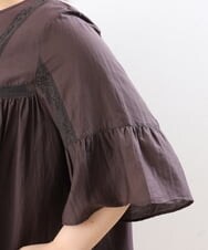 OLBHS33120 eur3(エウルキューブ) 【大きいサイズ】レース刺繍コットンシルクチュニック ブラウン(87)