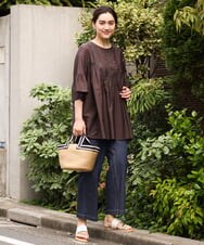 OLBHS33120 eur3(エウルキューブ) 【大きいサイズ】レース刺繍コットンシルクチュニック ブラウン(87)
