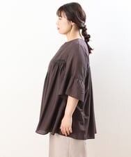 OLBHS33120 eur3(エウルキューブ) 【大きいサイズ】レース刺繍コットンシルクチュニック ブラウン(87)