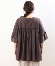 OLBHS33120 eur3(エウルキューブ) 【大きいサイズ】レース刺繍コットンシルクチュニック ブラウン(87)