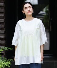 OLBHS33120 eur3(エウルキューブ) 【大きいサイズ】レース刺繍コットンシルクチュニック ホワイト(90)