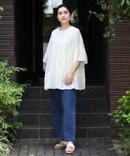 OLBHS33120 eur3(エウルキューブ) 【大きいサイズ】レース刺繍コットンシルクチュニック ホワイト(90)