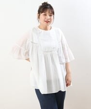 OLBHS33120 eur3(エウルキューブ) 【大きいサイズ】レース刺繍コットンシルクチュニック ホワイト(90)