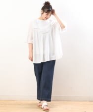 OLBHS33120 eur3(エウルキューブ) 【大きいサイズ】レース刺繍コットンシルクチュニック ホワイト(90)