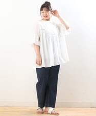 OLBHS33120 eur3(エウルキューブ) 【大きいサイズ】レース刺繍コットンシルクチュニック ホワイト(90)