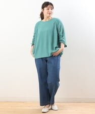 OLBHS38080 eur3(エウルキューブ) 【大きいサイズ】袖ドロストぽこぽこブラウス グリーン(35)
