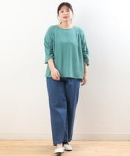 OLBHS38080 eur3(エウルキューブ) 【大きいサイズ】袖ドロストぽこぽこブラウス グリーン(35)