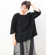 OLBHS38080 eur3(エウルキューブ) 【大きいサイズ】袖ドロストぽこぽこブラウス ブラック(94)
