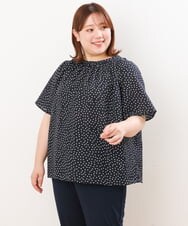 OLBHS44070 eur3(エウルキューブ) 【大きいサイズ】シャドーストライプブラウス ネイビー(57)