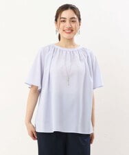 OLBHS44070 eur3(エウルキューブ) 【大きいサイズ】シャドーストライプブラウス ラベンダー(60)