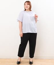 OLBHS44070 eur3(エウルキューブ) 【大きいサイズ】シャドーストライプブラウス ラベンダー(60)