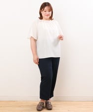 OLBHS44070 eur3(エウルキューブ) 【大きいサイズ】シャドーストライプブラウス ホワイト(90)
