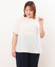 OLBHS44070 eur3(エウルキューブ) 【大きいサイズ】シャドーストライプブラウス ホワイト(90)