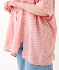 OLBHV32099 eur3(エウルキューブ) 【大きいサイズ】バックギャザーストライプシャツ オレンジ(15)