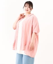 OLBHV32099 eur3(エウルキューブ) 【大きいサイズ】バックギャザーストライプシャツ オレンジ(15)