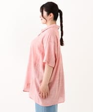 OLBHV32099 eur3(エウルキューブ) 【大きいサイズ】バックギャザーストライプシャツ オレンジ(15)