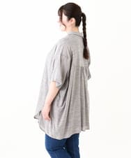 OLBHV32099 eur3(エウルキューブ) 【大きいサイズ】バックギャザーストライプシャツ グレー(92)