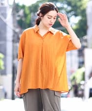 OLBHV33089 eur3(エウルキューブ) 【大きいサイズ】ドロップスリーブシアーブラウス  オレンジ(15)