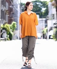 OLBHV33089 eur3(エウルキューブ) 【大きいサイズ】ドロップスリーブシアーブラウス  オレンジ(15)