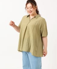OLBHV33089 eur3(エウルキューブ) 【大きいサイズ】ドロップスリーブシアーブラウス  カーキ(36)