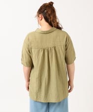 OLBHV33089 eur3(エウルキューブ) 【大きいサイズ】ドロップスリーブシアーブラウス  カーキ(36)